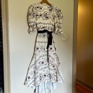 Nicola Bathie White and Burgundy Floral Midi Dress